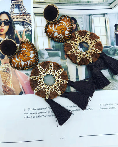Brown and Gold Statement Earrings