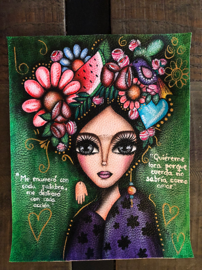 Frida Kahlo Painting / Boho Painting / Watercolor painting 8 x 10