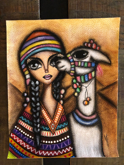 Llama and the Girl Painting