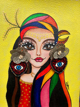 Load image into Gallery viewer, Evil Eye in Red Heart Handmade Earrings