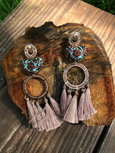 Load image into Gallery viewer, Turquoise and Brown Statement Earrings