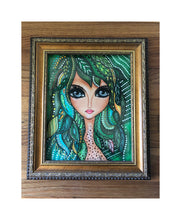 Load image into Gallery viewer, Watercolor Leaf Girl Portrait - Hand painted