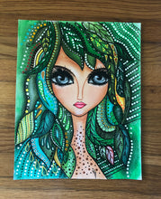 Load image into Gallery viewer, Watercolor Leaf Girl Portrait - Hand painted