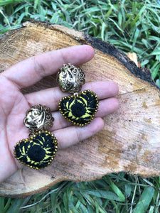 Small Statement Black and Yellow Earrings