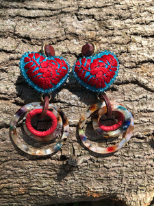 Red & Blue Statement Earrings