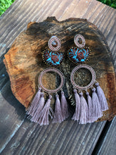 Load image into Gallery viewer, Turquoise and Brown Statement Earrings
