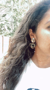 Small Statement Black and Yellow Earrings