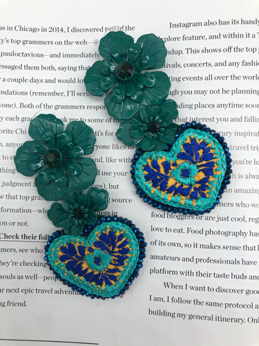 Turquoise Flower Statement Earrings