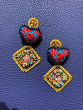 Load image into Gallery viewer, Frida Kahlo with Heart Statement Earrings