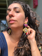 Load image into Gallery viewer, Frida Kahlo with Heart Statement Earrings