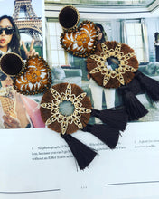Load image into Gallery viewer, Brown and Gold Statement Earrings