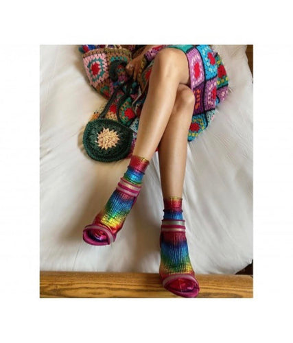 Rainbow Disco Socks/ Laminated Socks