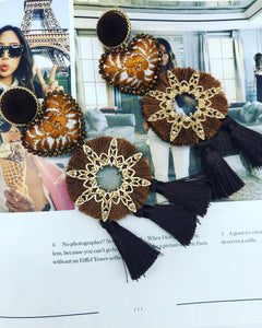 Brown and Gold Statement Earrings